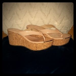 Nude w/ Sparkle 3 Inch Wedge Sandal NWT